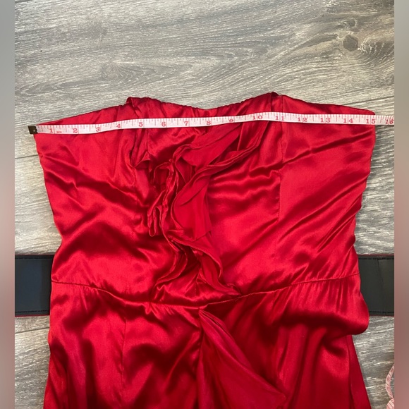 Express Red Silk Strapless Mini Dress with Belt, Size 4 Cocktail Homecoming - Picture 9 of 13